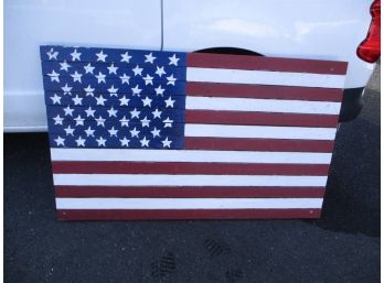 Folk Art Wood American Flag
