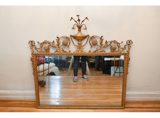 Stunning Empire Style Carved Gilt Wood And Gesso Wall Mirror