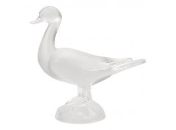 Lalique Signed Art Glass Duck Figurine