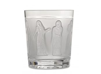 Signed Lalique Crystal Femmes Antique Frosted Whiskey Tumbler Glass