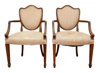 Pair Of Carved Wood Shield Back Upholstered Arm Chairs (Upholstery Project)