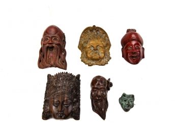 Collection Of Six Tribal And Buddha Masks