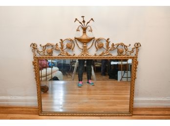 Stunning Empire Style Carved Gilt Wood And Gesso Wall Mirror