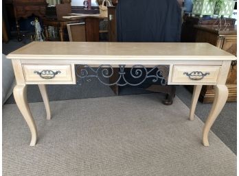 Thomasville 2 Drawer Oak Sofa Table With Iron Detail