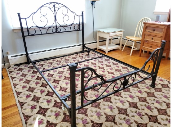 Queen Size Bronze Marbled Finish Scrolled Metal Bed Frame