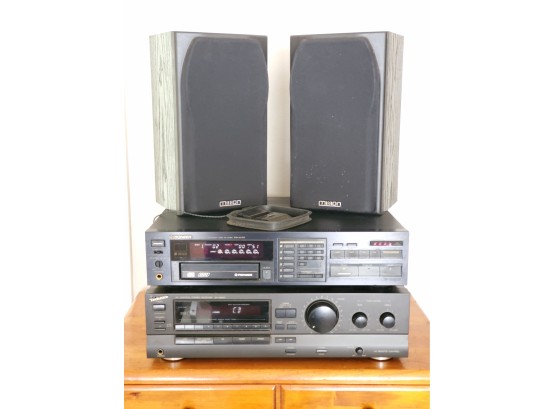 Home Stereo Mixed Lot - Pioneer 6 Disc CD Changer, Technics Stereo Receiver, Pair Mission Bookshelf Speakers