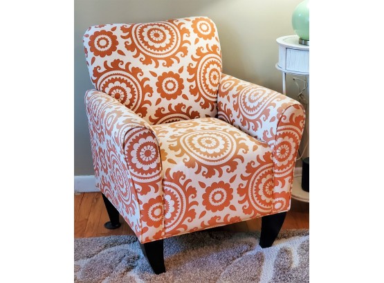 Lovely Cream & Orange Upholstered Accent Wing Chair