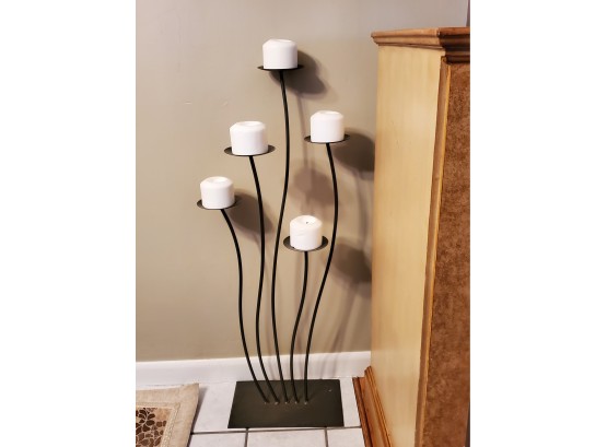 Fun 36' Tall Five Arm Contemporary Styled Grey Metal Pillar Candle Holder