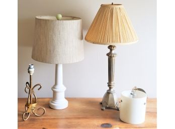 Four Assorted Table Lamps & Pendant Light