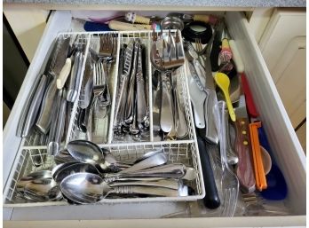 Huge Assortment Of Kitchen & Dining Utensils, Knives, Flatware, Gadgets And More - Three Drawers FULL!!!