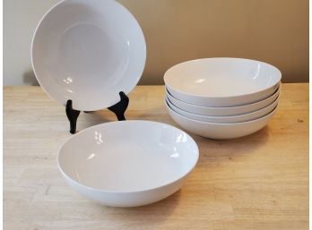 Simple Set Of Six All White Porcelain Soup Bowls