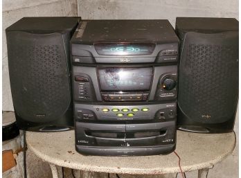 Denon AM/FM 3 CD Cassette Compact Stereo With Detachable Speakers - With Remote - Works!!