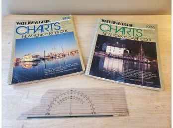 Two 1986 Waterway Guide Chart Books, New York To Norfolk & New York To Cape Cod