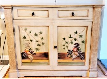 Beautiful Hand Painted Fruit & Ivy Wood Small Buffet Sideboard