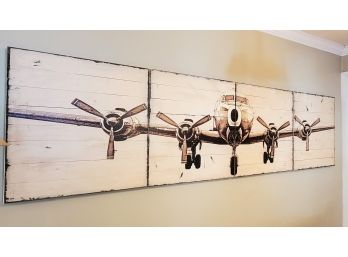 Fantastic Four Panel Wood Board Propeller Airplane Wall Art Scene