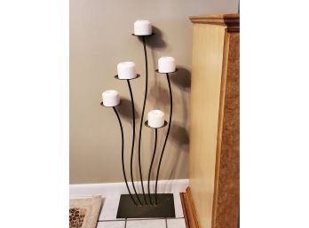 Fun 36' Tall Five Arm Contemporary Styled Grey Metal Pillar Candle Holder