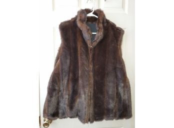 Dress Barn Faux Brown Mink Fur Ladies Zip Up Vest - Size XL