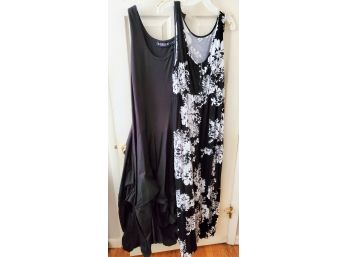 Two Ladies Sleeveless Black & Black/white Maxi Dresses - Size L