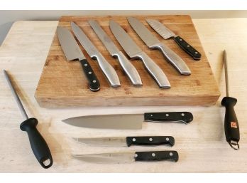 Kitchen Knife Assortment & Butcher Block Cutting Board - JA Henkels, Emeril, Calphalon