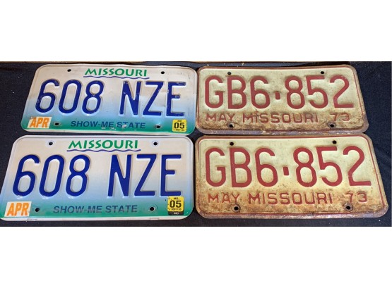 2 Pair Missouri License Plates