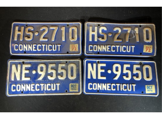 2 Pairs Of Vintage Connecticut License Plates