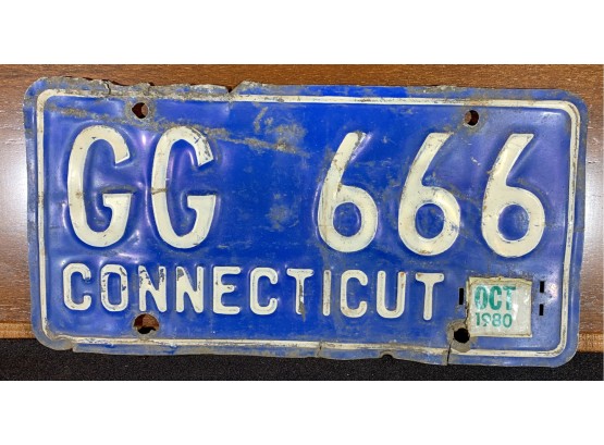 CT License Plate GG 666 (Last Reg. 1980)