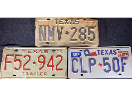 3 Texas License Plates