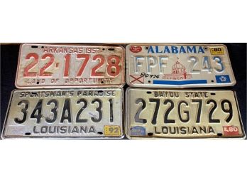 Louisiana, Arkansas & Alabama License Plates