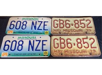 2 Pair Missouri License Plates