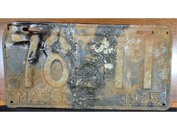 Mass 1925 License Plate 78511