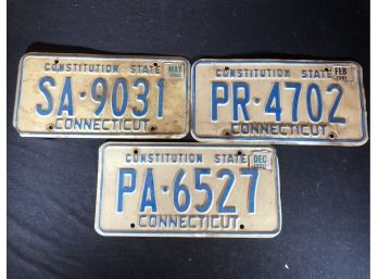 3 Assorted Vintage Connecticut License Plates