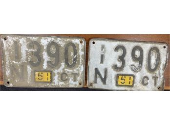 Pair CT License Plates, IN 390 '51