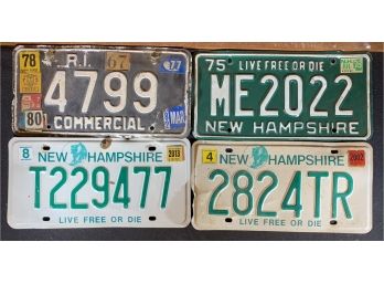 3 New Hampshire & 1 Rhode Island Commercial License Plates