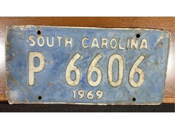 South Carolina 1969 License Plate P 6606