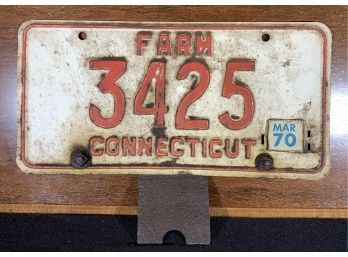 Farm C License Plate 3425, Last Reg. 1970