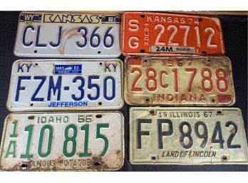 6 Assorted State License Plates