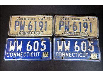 2 Pairs Of Vintage Connecticut License Plates