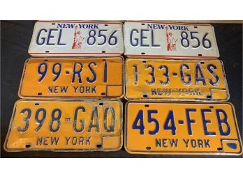 6 NY License Plates, 1 Pair