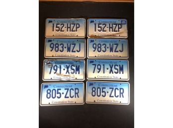 4 Pairs Of Connecticut License Plates