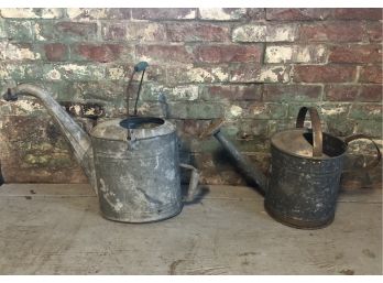 2 Galvanized Watering Cans