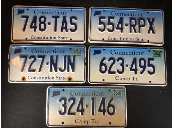 5 Assorted Connecticut License Plates