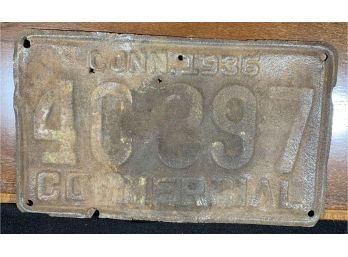 Commercial CONN. 1936 License Plate 40897