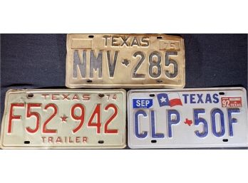 3 Texas License Plates