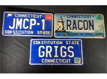 3 Vanity Connecticut License Plates
