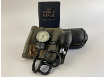 Vintage Merck Manual And  Blood Pressure Cuff