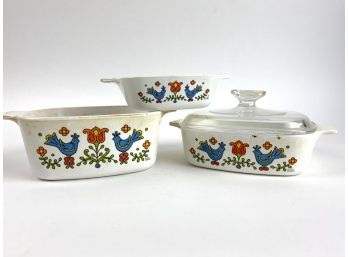 Vintage Corning Ware 'Country Festival' Baking Dishes