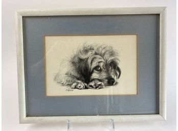 Framed Offset Lithograph Of A Dog