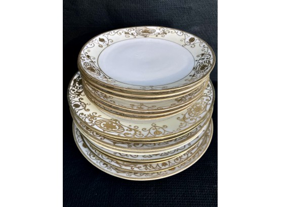 Nippon Gold And White Plates - BLUE Simple Bottom Marking