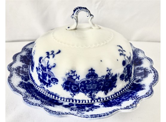 Clarence Flow Blue By Grindley Circular Covered Butter Dish
