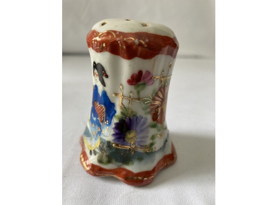 Antique Salt Shaker Japanese Inspired Hand Painted Picture